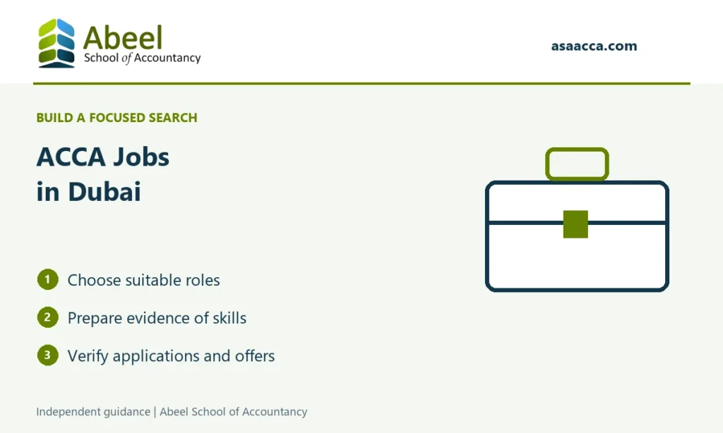 Abeel School of Accountancy guide to ACCA jobs in Dubai: suitable roles, skills evidence and verified applications