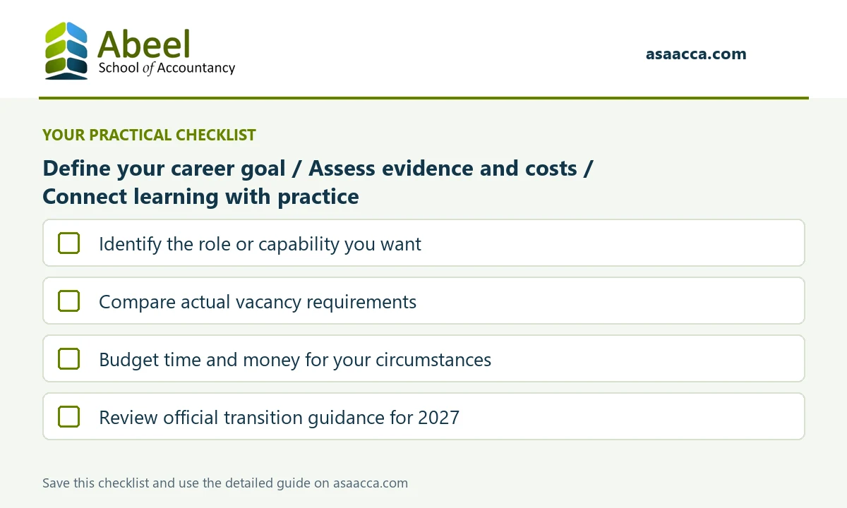 Is ACCA Worth It in Dubai? Scope and Future 1 Is ACCA Worth It in Dubai?: Identify the role or capability you want; Compare actual vacancy requirements; Budget time and money for your circumstances; Review official transition guidance for 2027